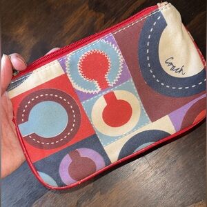 Coach Red and Blue Geometric Cosmetic Bag